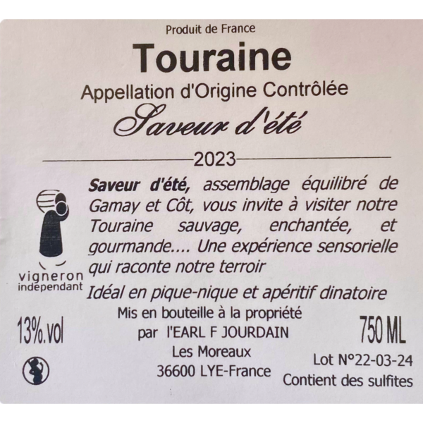 Saveur d'été vin rouge léger de Touraine